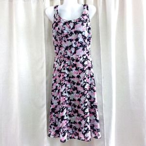 Liz Claiborne Pink and Black Floral Sleeveless Dress Size 10